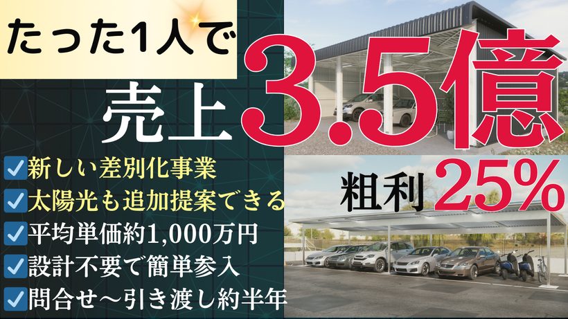 【無料】兼任営業１名で年間売上3.5億粗利25％　「ガレージ・小規模倉庫」専門店開設レポート